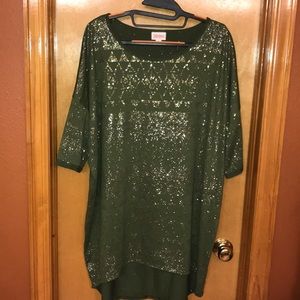 Army green shirt with sparkly gold detail